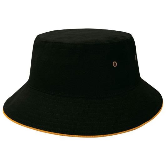 Black Gold Sandwich Brim Bucket Hats